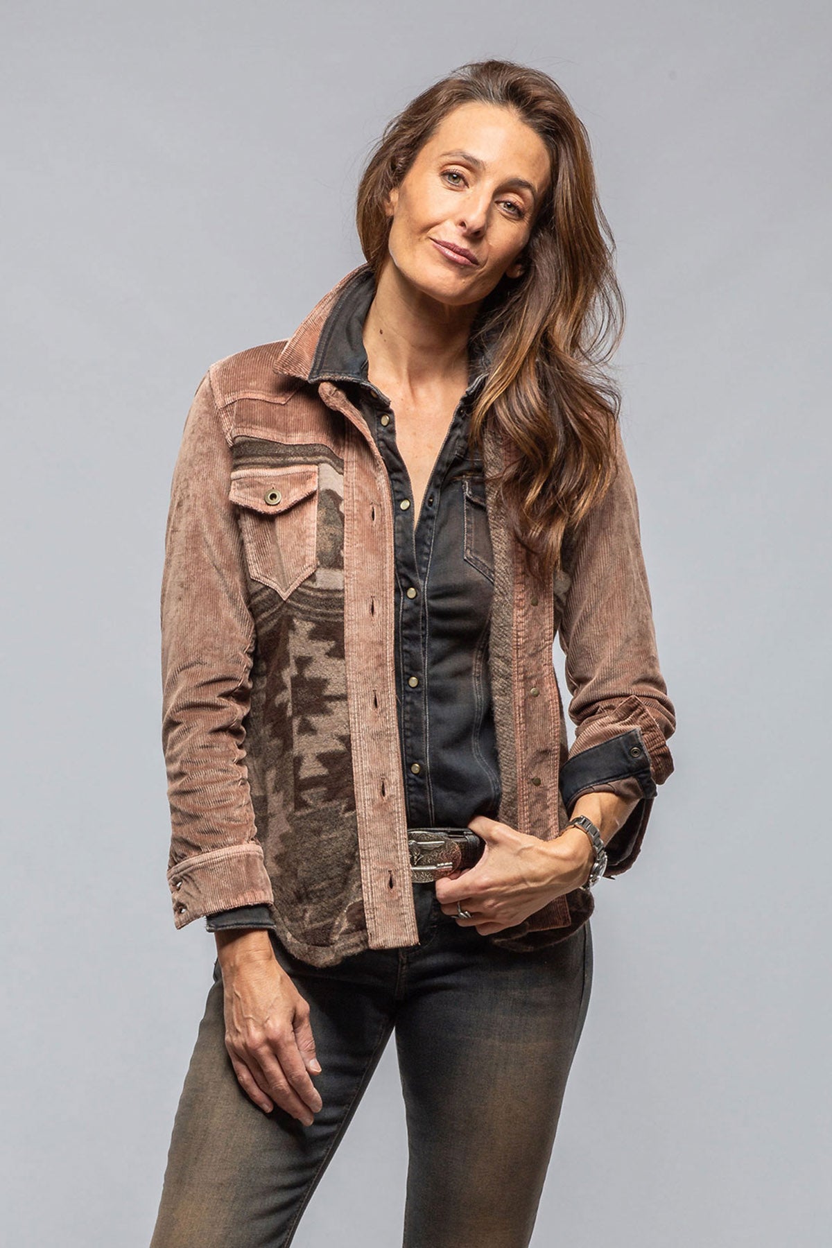 Sonia Villa Bandera Western Shirt In Cocoa Ladies - Tops