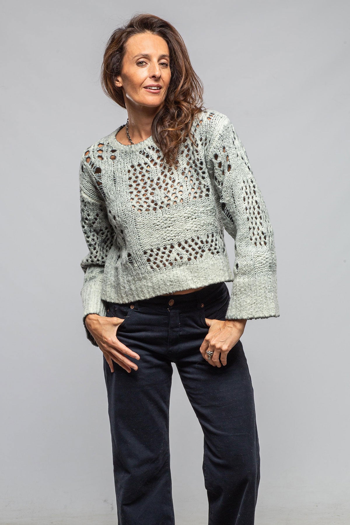 Sonia Villa Chia Multi-Weave Sweater In Grey Ladies - Sweaters