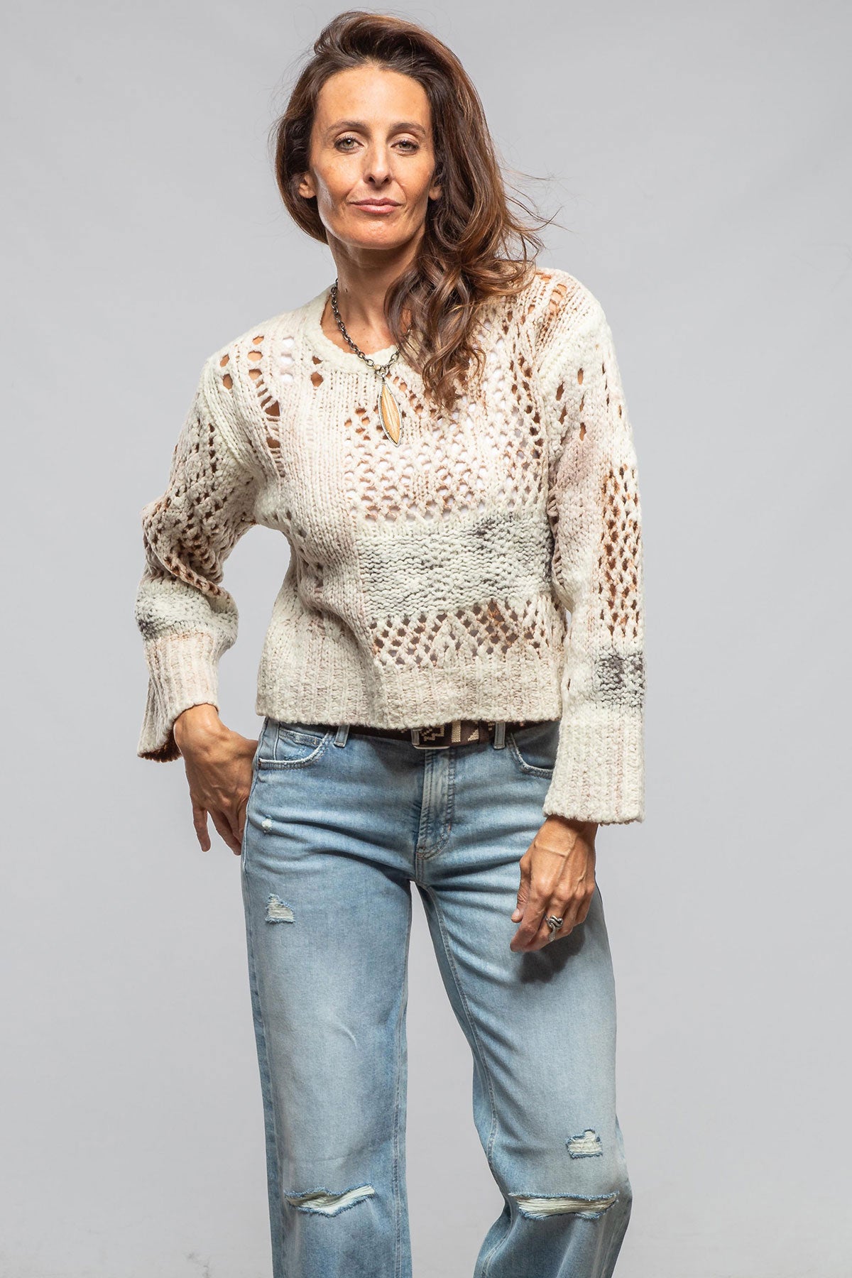 Sonia Villa Chia Multi-Weave Sweater In Natural Ladies - Sweaters