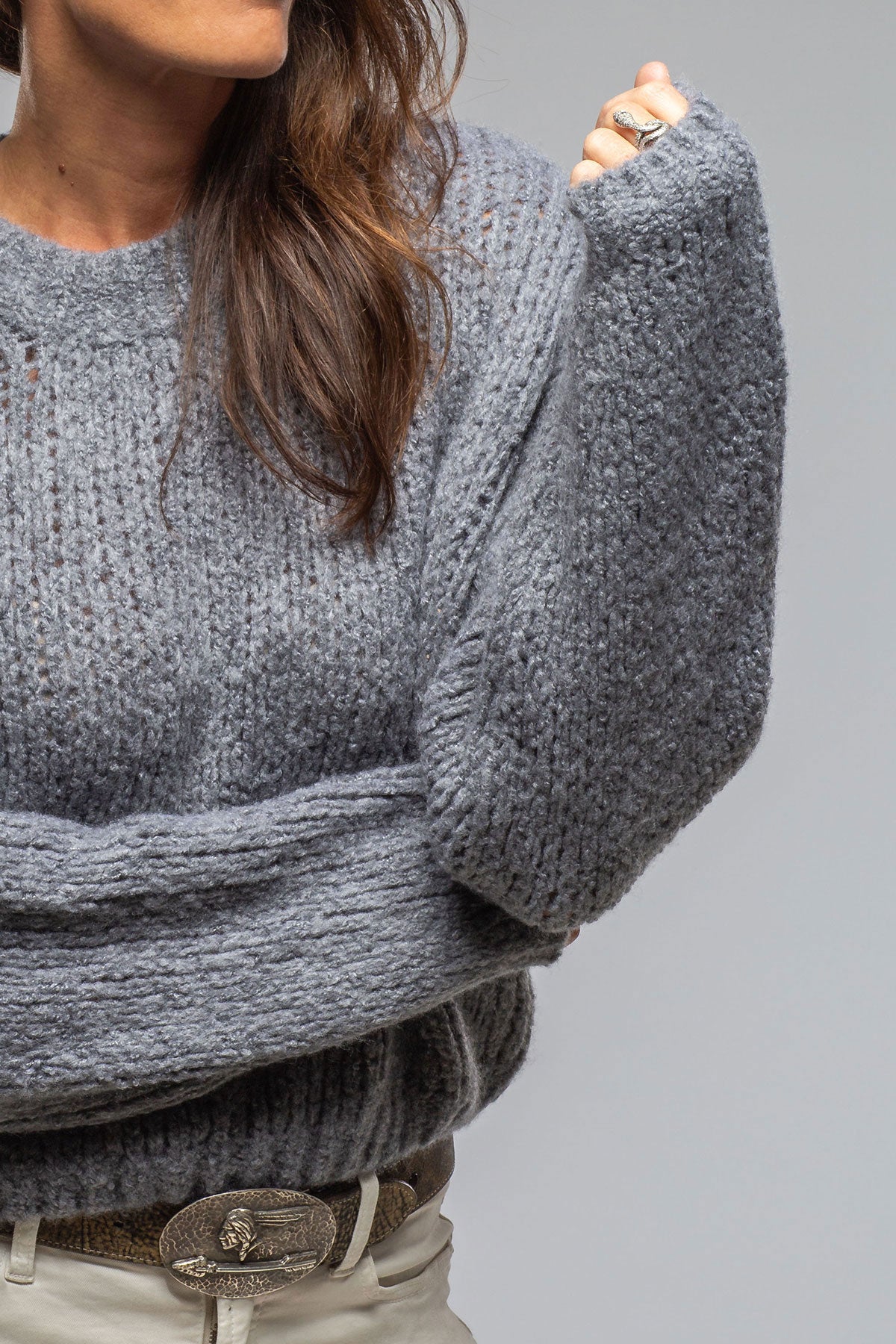 Coquette Cropped Sweater In Grey | Ladies - Sweaters | Sonia Villa