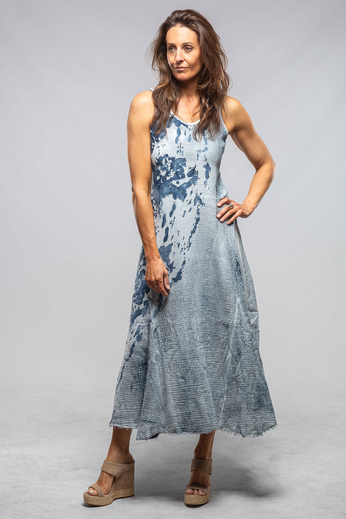 Sonia Villa Cora Dress With Painted Detail In Blue Ladies - Dresses