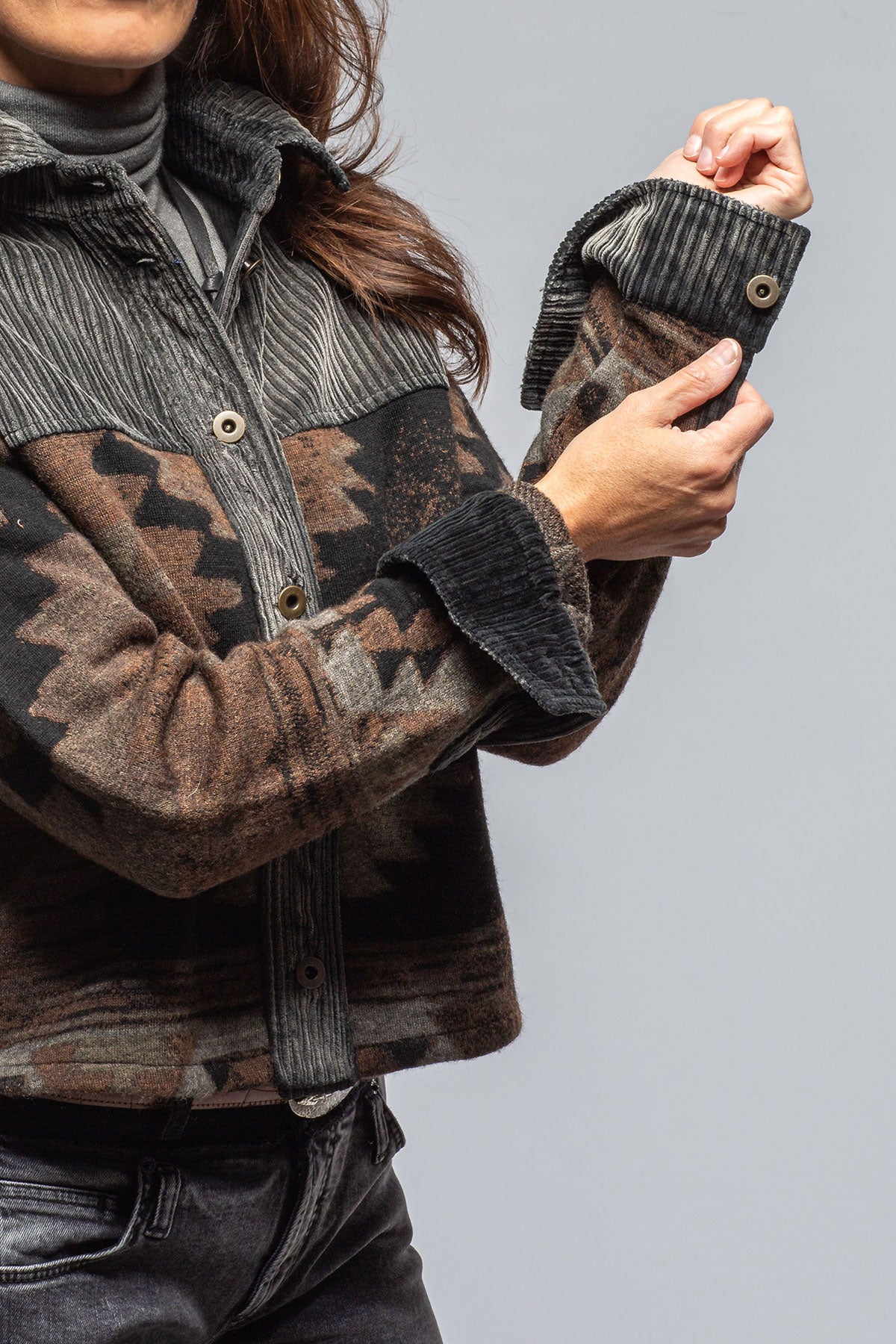 Sonia Villa Hickory Blanket Jacket In Charcoal Ladies - Outerwear - Lightweight