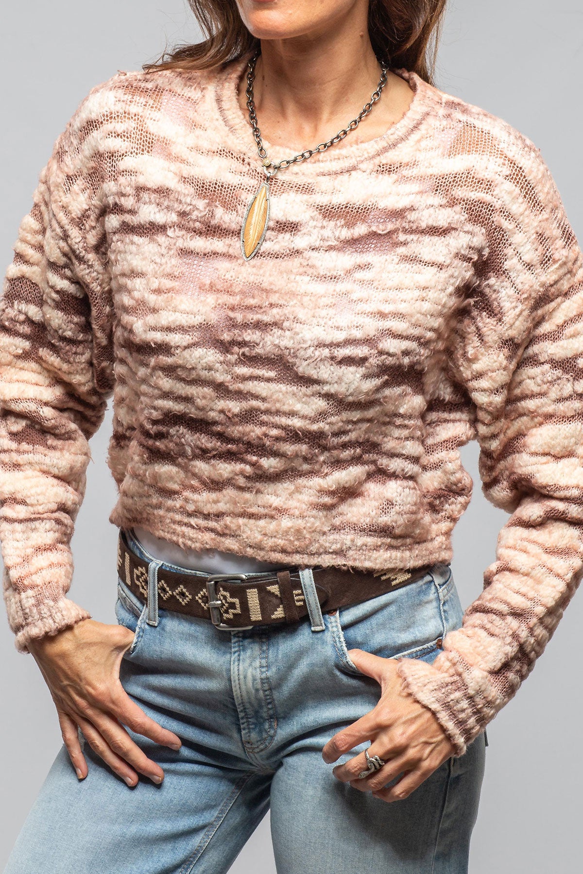 Sonia Villa | Inez Multi Weave Cropped Sweater In Rose | Ladies - Sweaters 