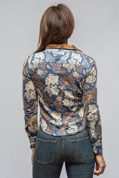 Jessy Cashmere Silk Shirt In Blue | Ladies - Tops | Sonia Villa