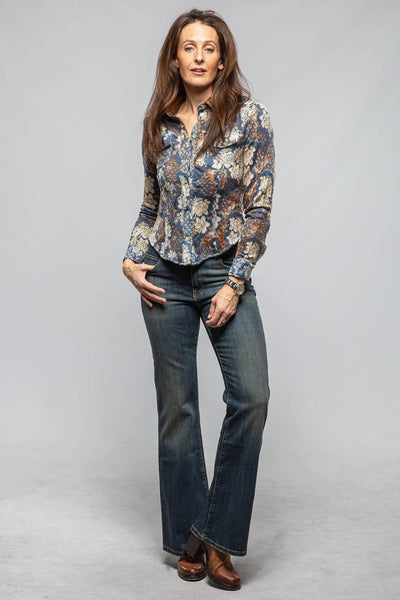 Jessy Cashmere Silk Shirt In Blue | Ladies - Tops | Sonia Villa