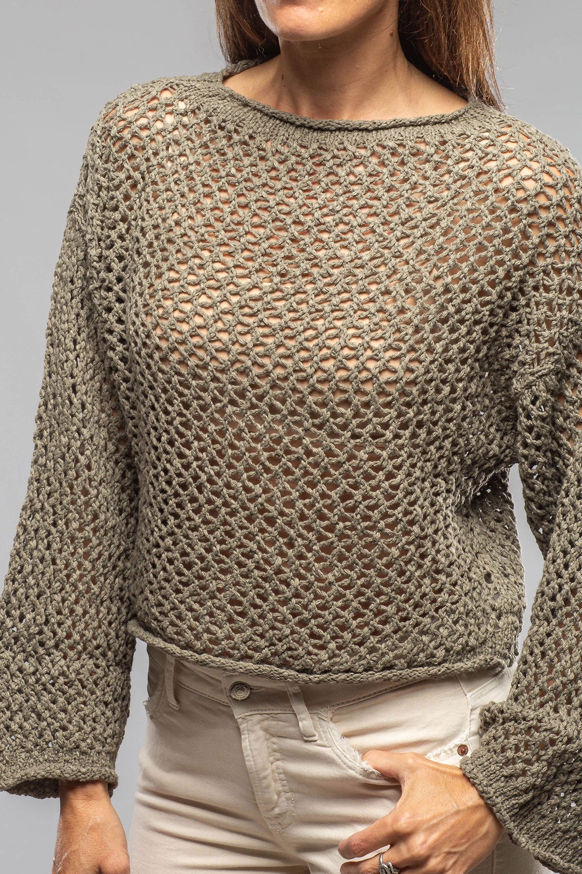 Sonia Villa | Kate Crochet Knit Sweater In Sage | Ladies - Sweaters 