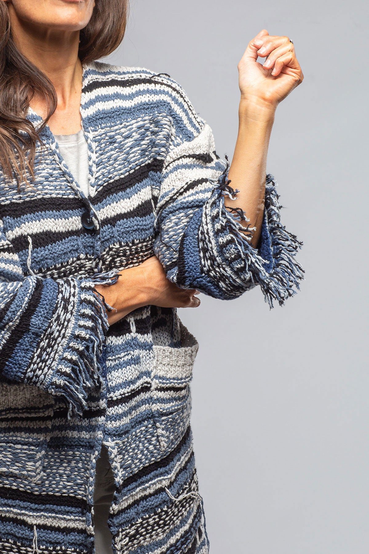 Sonia Villa | Masi Long Knit Cardigan In Denim | Ladies - Sweaters 