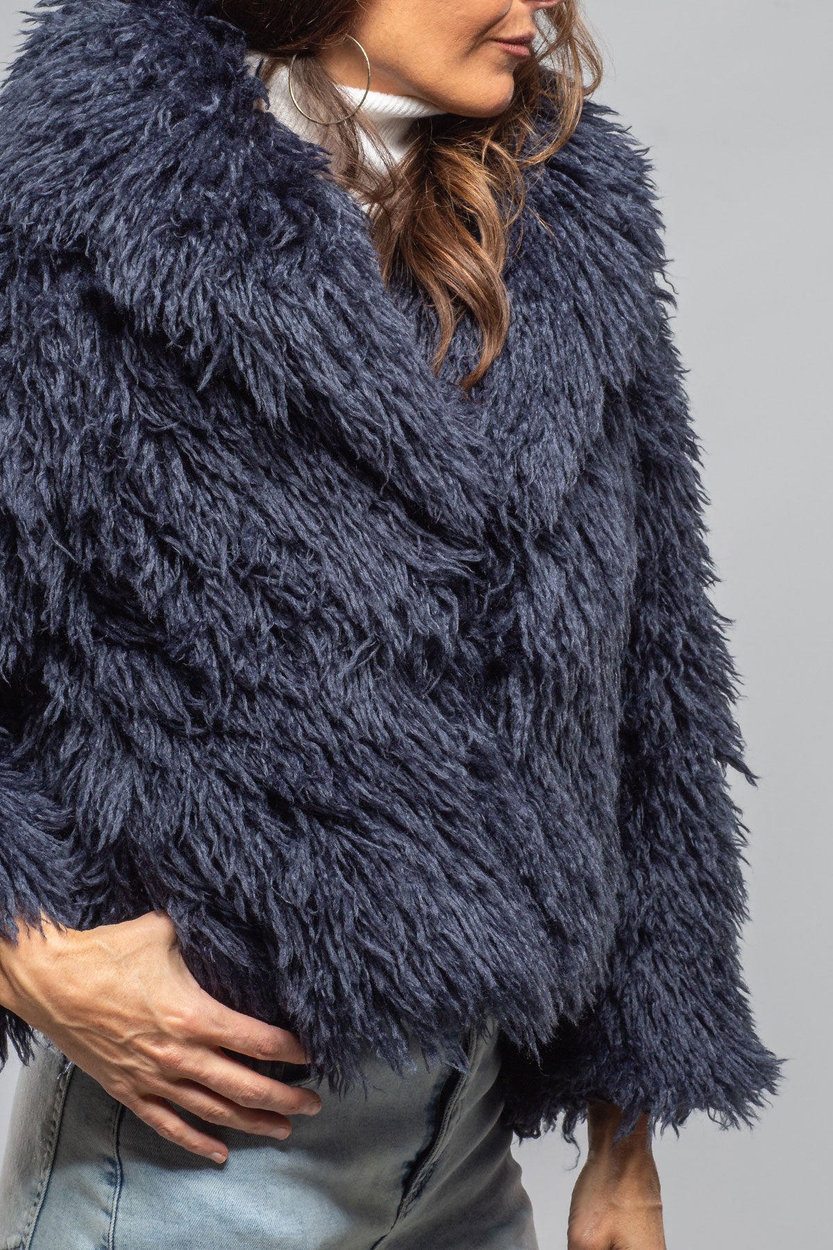 Mongolian Cropped Coat In Eclipse Blue | Ladies - Outerwear - Cloth | Sonia Villa