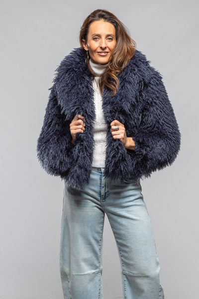 Mongolian Cropped Coat In Eclipse Blue | Ladies - Outerwear - Cloth | Sonia Villa