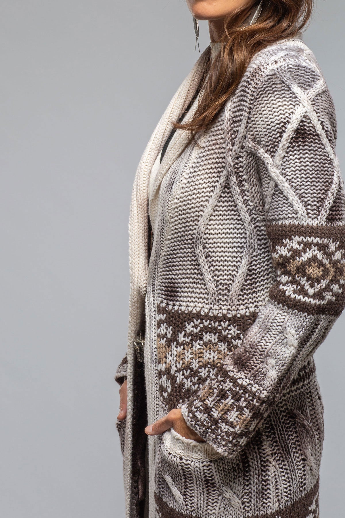 Sonia Villa Niva Alaskan Knit Long Sweater In Chocolate Ladies - Sweaters