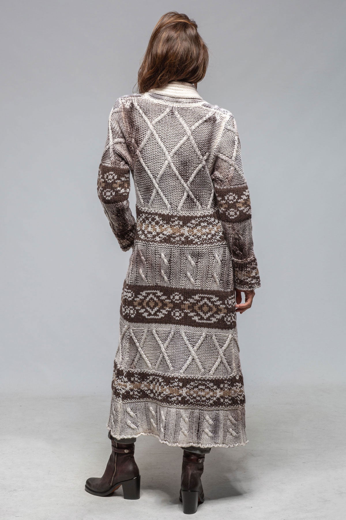 Sonia Villa Niva Alaskan Knit Long Sweater In Chocolate Ladies - Sweaters