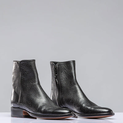 Stallion Boots Buffalo Calfskin Shortie In Black Mens - Cowboy Boots