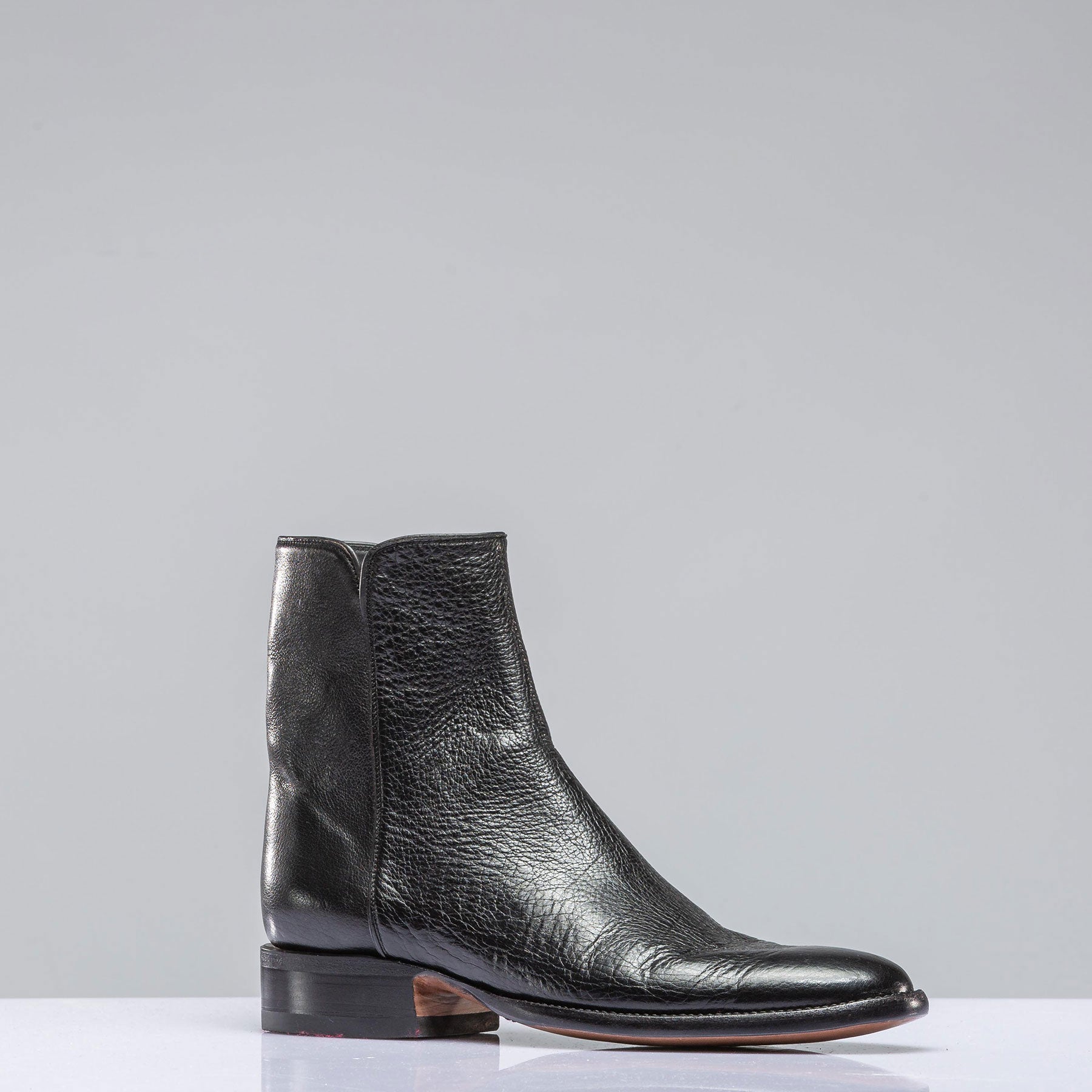 Stallion Boots Buffalo Calfskin Shortie In Black Mens - Cowboy Boots