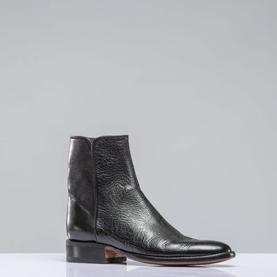 Stallion Boots Buffalo Calfskin Shortie In Black Mens - Cowboy Boots