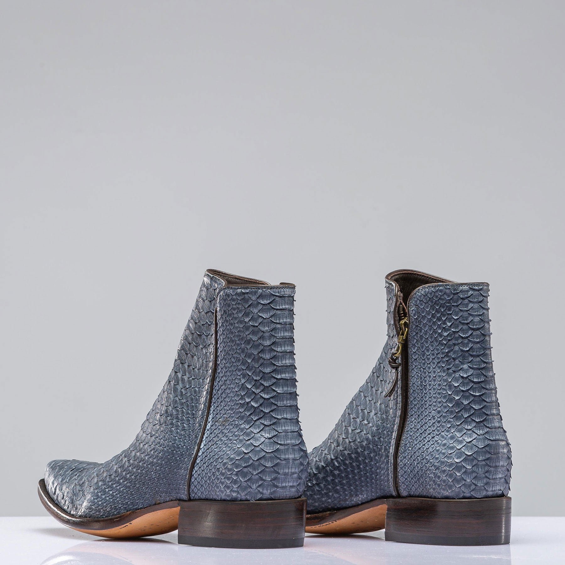 Stallion Boots Python 1 Piece Zorro In Blue Denim Mens - Cowboy Boots