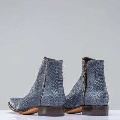 Stallion Boots Python 1 Piece Zorro In Blue Denim Mens - Cowboy Boots