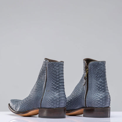 Stallion Boots Python 1 Piece Zorro In Blue Denim Mens - Cowboy Boots