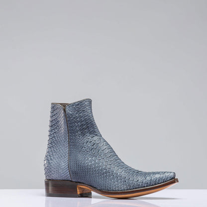 Stallion Boots Python 1 Piece Zorro In Blue Denim Mens - Cowboy Boots