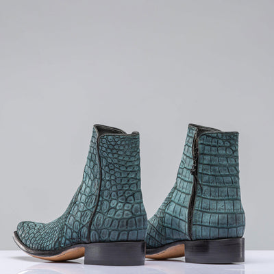 Stallion Boots Sato Sueded Gator Zorro In Teal Mens - Cowboy Boots