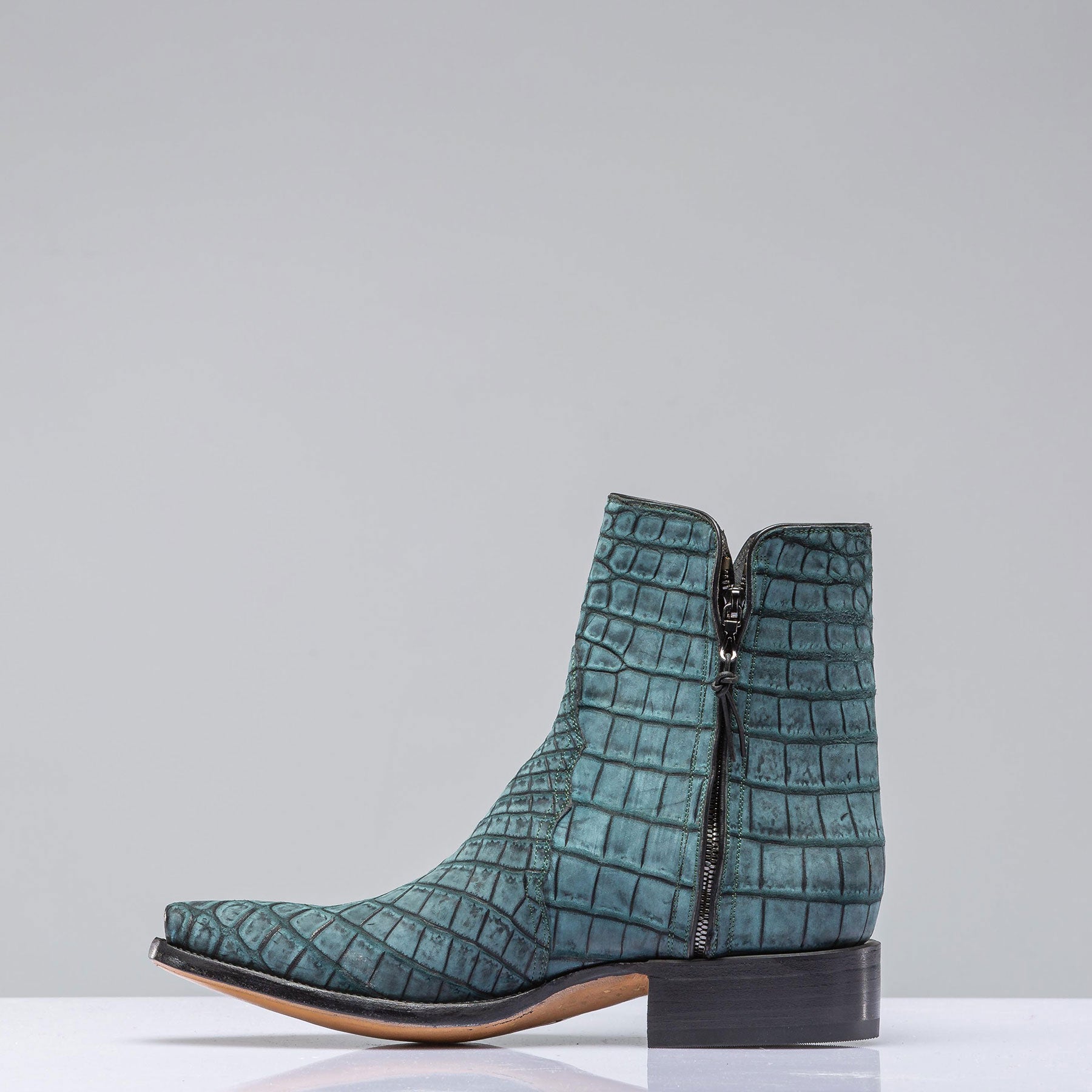 Stallion Boots Sato Sueded Gator Zorro In Teal - Mens - Cowboy