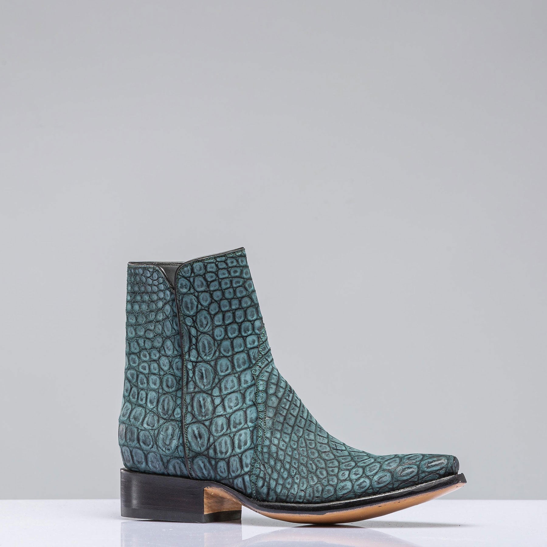 Stallion Boots Sato Sueded Gator Zorro In Teal Mens - Cowboy Boots