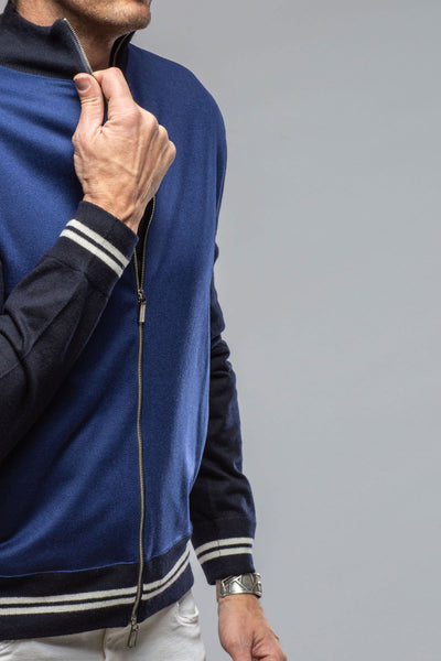 Stile Latino Entoto Cashmere Baseball Jacket In Navy Mens - Sweaters