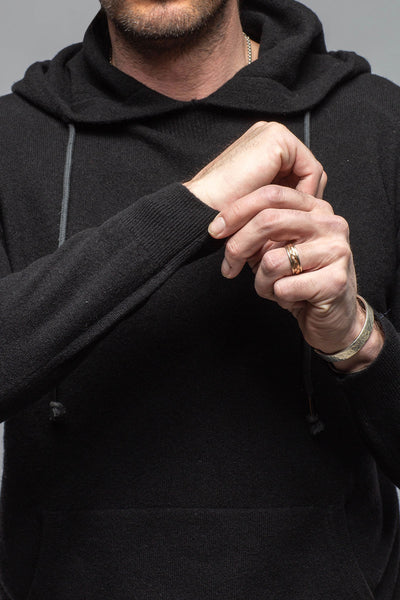 Florio II Cashmere Hoodie In Black | Mens - Sweaters | Stile Latino