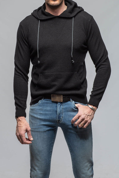 Florio II Cashmere Hoodie In Black | Mens - Sweaters | Stile Latino