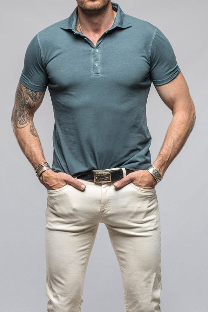 Toulour SS Woven Polo in Slate | Mens - Shirts - Polos | Dune