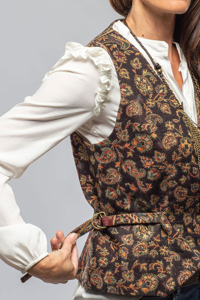 T.ba English Strap Vest In Black Paisley Jacquard Ladies - Tailored - Vests