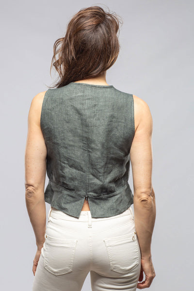 T.ba Laia Sleeveless V-Neck Linen Top In Dark Teal Ladies - Blouses