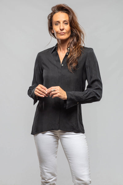 Rania Cupro Blouse In Black | Ladies - Blouses | T.ba