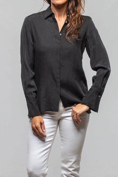 Rania Cupro Blouse In Black | Ladies - Blouses | T.ba