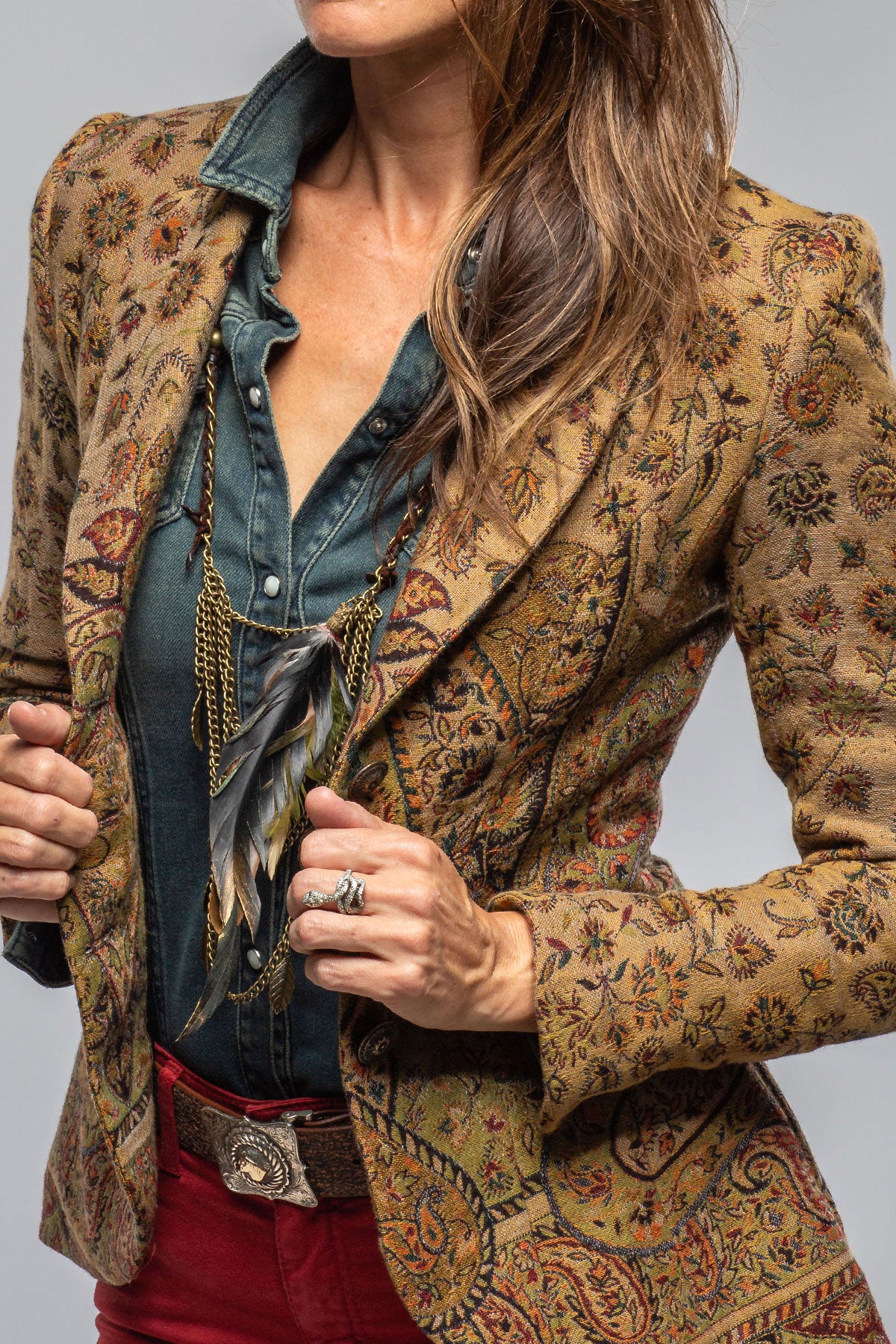 Sullavan Jacket In Green Paisley Jacquard | Ladies - Tailored - Jackets | T.ba