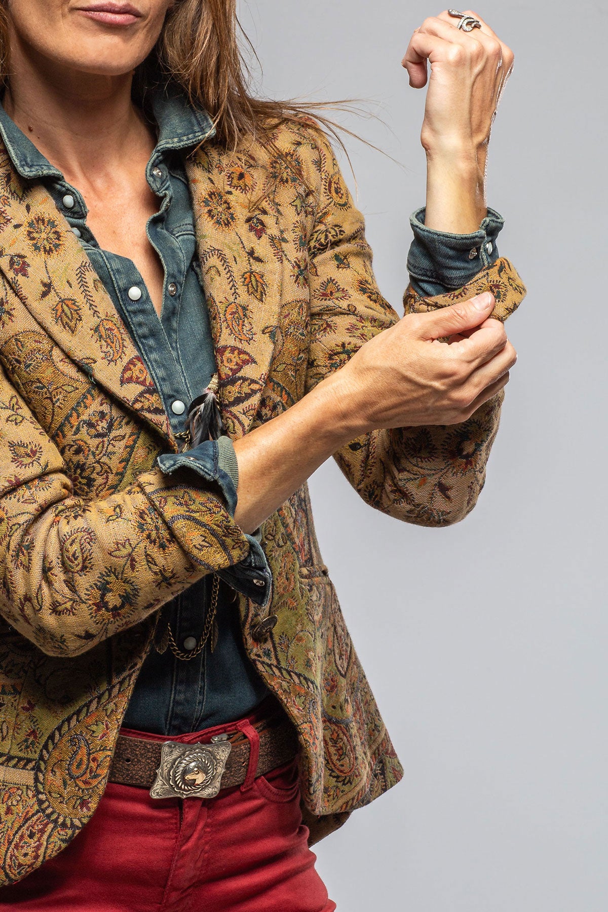 Sullavan Jacket In Green Paisley Jacquard | Ladies - Tailored - Jackets | T.ba