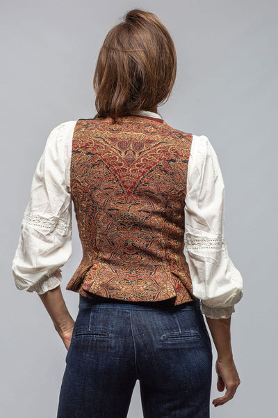 Tavira Paisley Jacquard Vest In Burgundy | Ladies - Tailored - Vests | T.ba