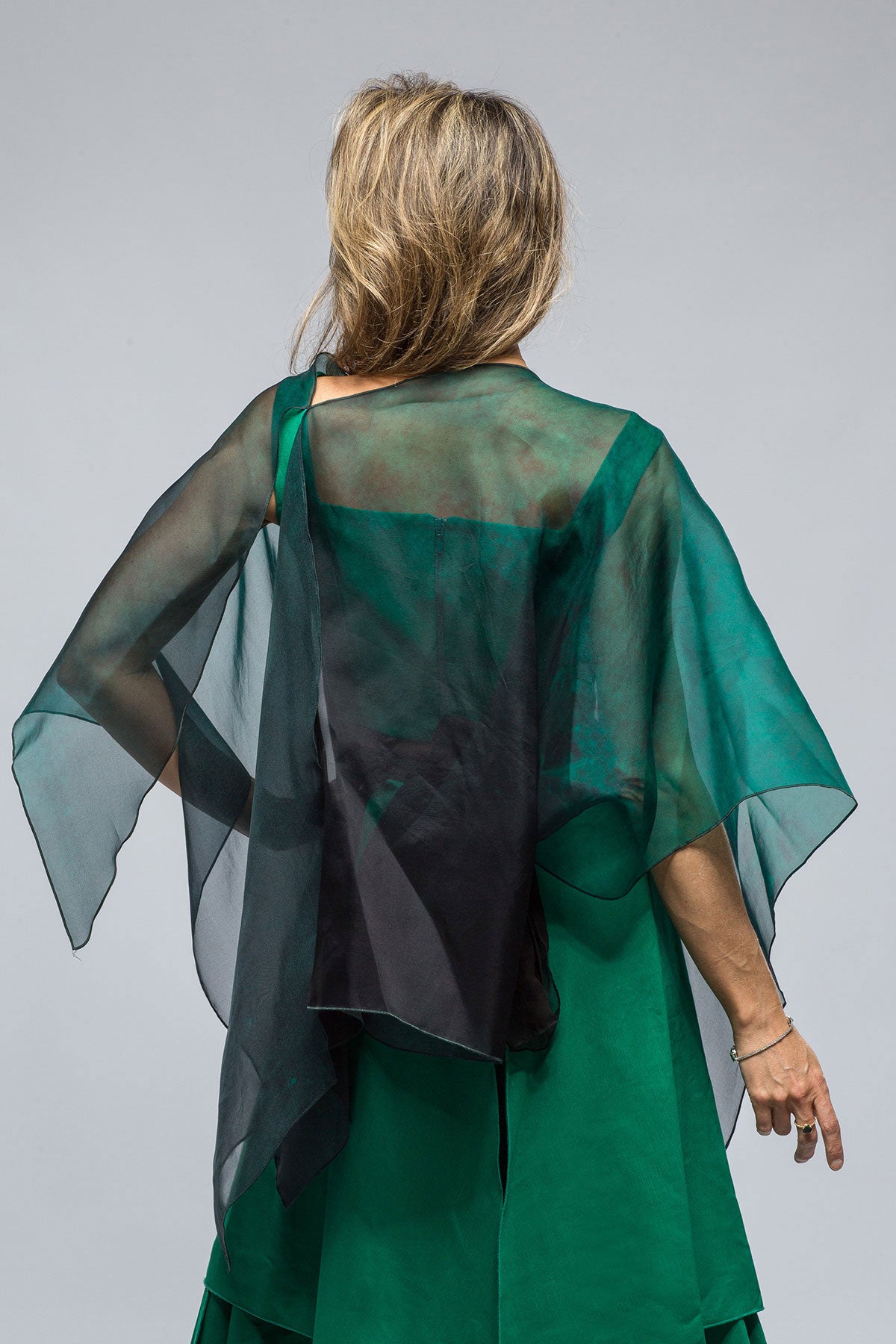 Tiziano Organza Shawl In Emerald Print | Ladies - Accessories | T.ba