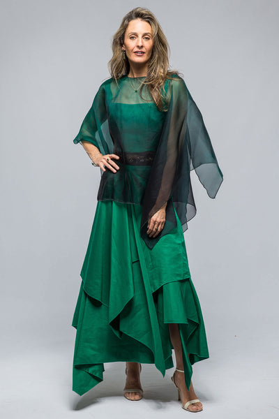 Tiziano Organza Shawl In Emerald Print | Ladies - Accessories | T.ba
