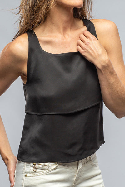 T.ba Zoe Top In Black Sharkskin Ladies - Blouses