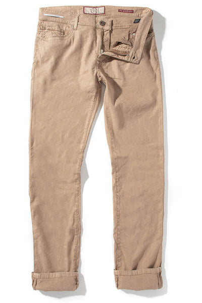 Teleria Zed Barbados 5-Pocket Stretch Linen In Beige Mens - Pants - 5 Pocket