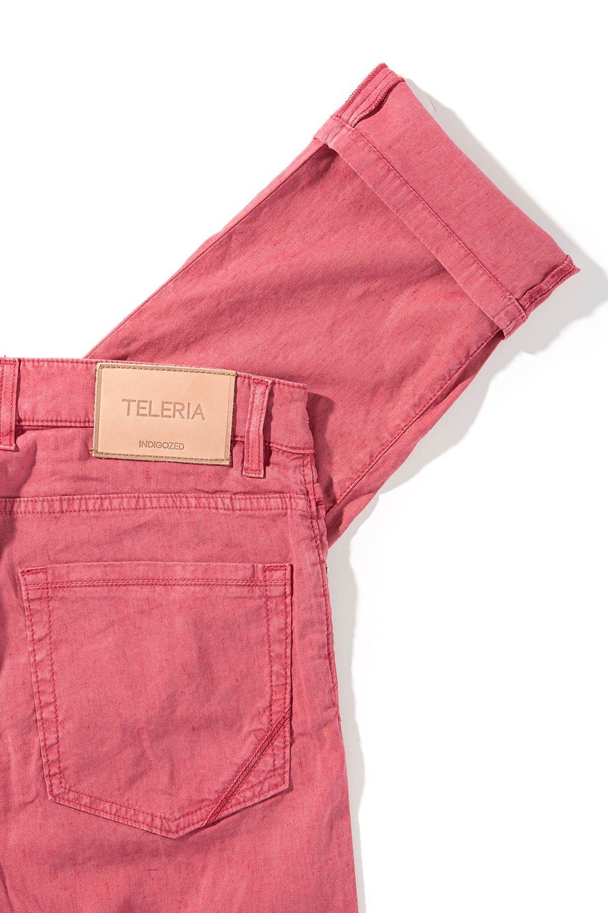 Teleria Zed Barbados 5-Pocket Stretch Linen In Sangria Mens - Pants - 5 Pocket