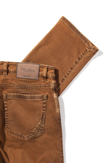 Teleria Zed Jackson Slim Cotton Twill In Ruggine Mens - Pants - 5 Pocket