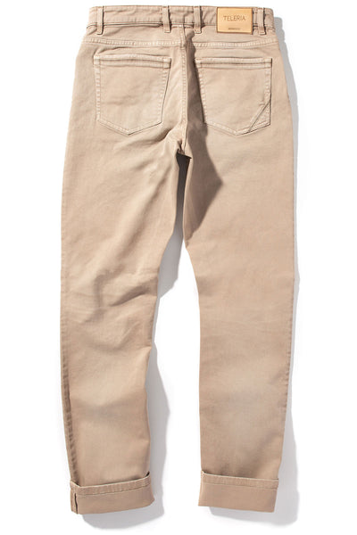 Teleria Zed Jackson Slim Cotton Twill In Tortora Light Mens - Pants - 5 Pocket