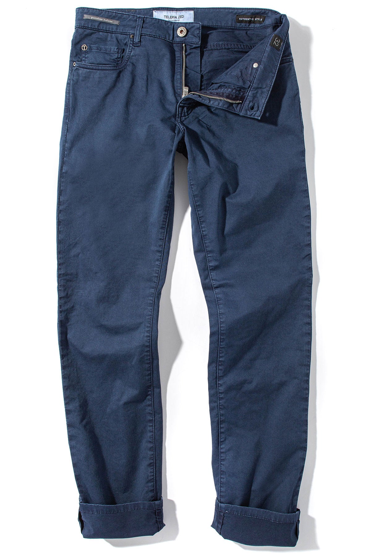 Teleria Zed Summit 5-Pocket Cotton Twill In Blue Cina Mens - Pants - 5 Pocket