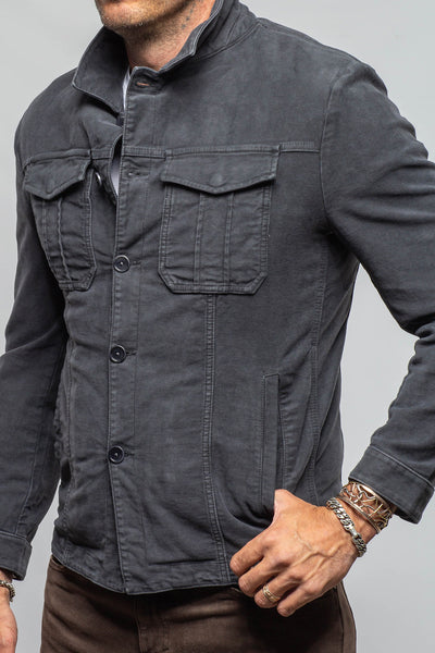 Teleria Zed Trace Overdye Moleskin Overshirt In Antracite Mens - Outerwear - Overshirts