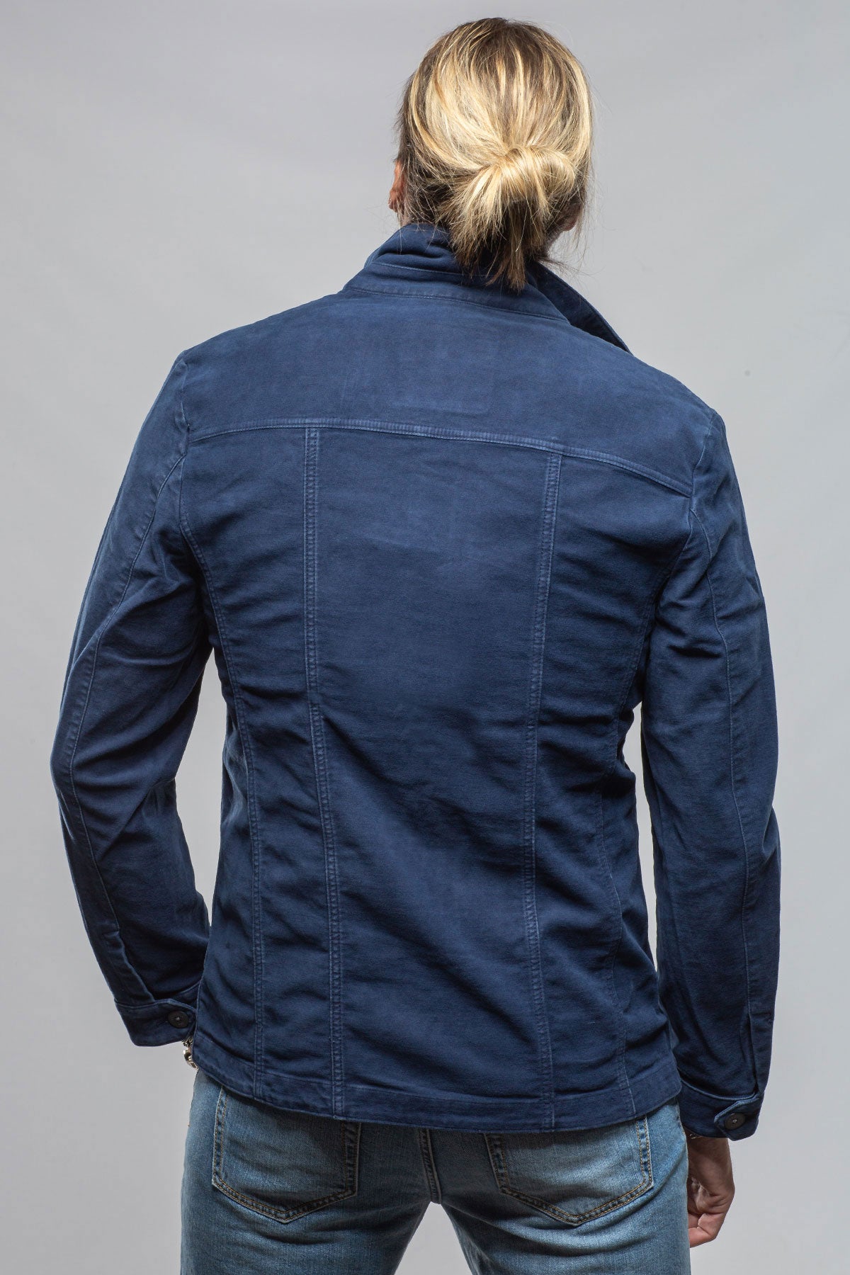 Teleria Zed Trace Overdye Moleskin Overshirt In Blu Cina Mens - Outerwear - Overshirts