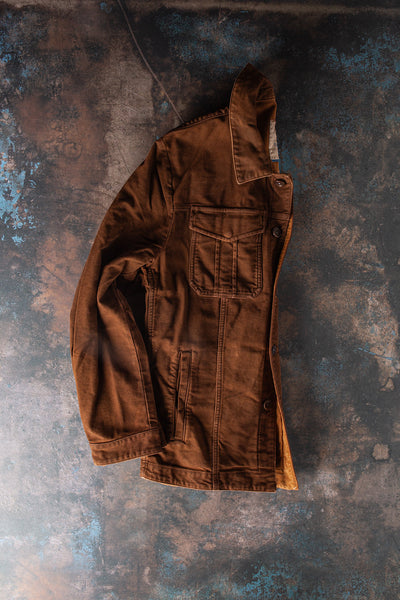 Trace Overdyed Moleskin Overshirt In Ruggine | Mens - Outerwear - Overshirts | Teleria Zed