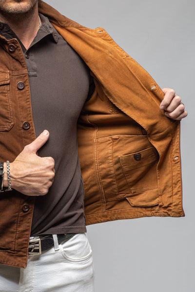 Trace Overdyed Moleskin Overshirt In Ruggine | Mens - Outerwear - Overshirts | Teleria Zed