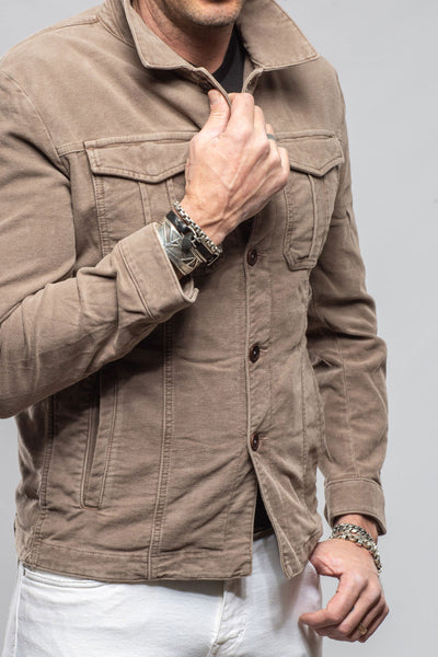 Teleria Zed Trace Overdyed Moleskin Overshirt In Tortora Mens - Outerwear - Overshirts