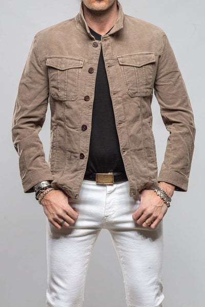 Teleria Zed Trace Overdyed Moleskin Overshirt In Tortora Mens - Outerwear - Overshirts